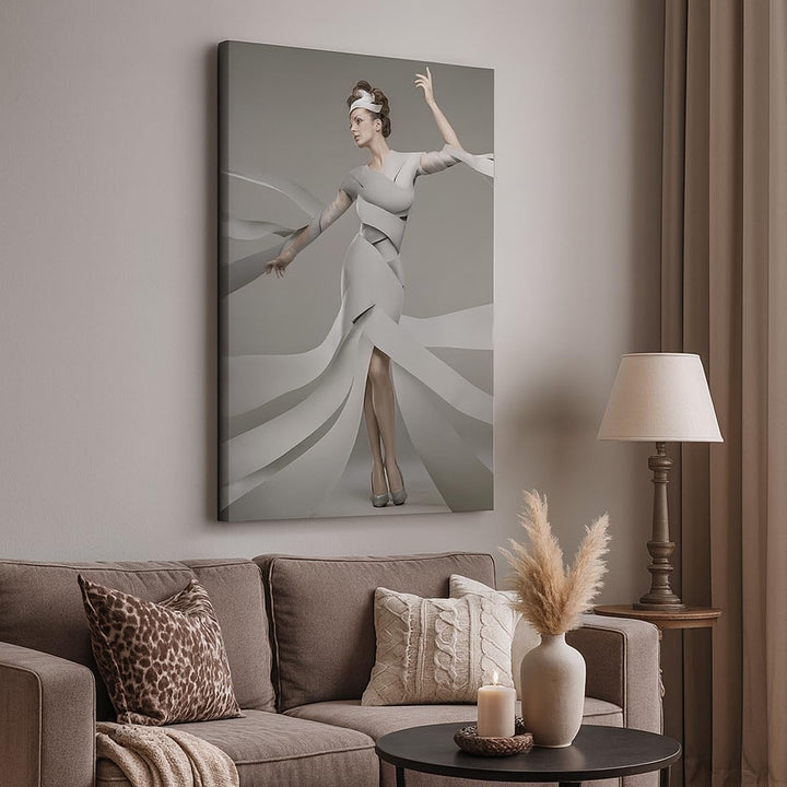 Bilder auf Leinwand 55x100cm Leinwandbild mit Rahmen Frau Modell Streifen Emotionen Gross Wanddeko B