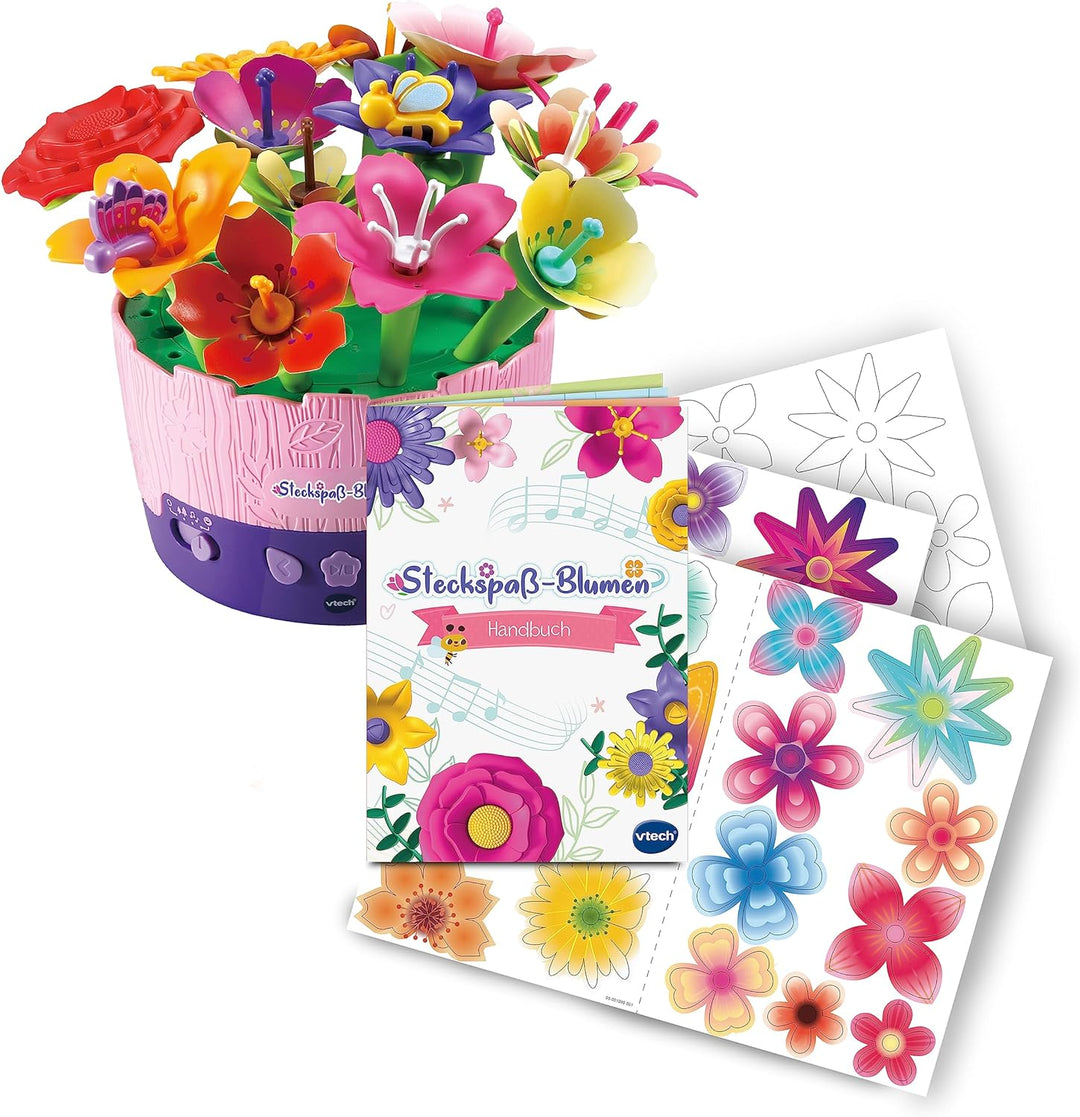VTech Steckspass-Blumen – Magischer Blumentopf zum Selbstzusammenstecken und Dekorieren mit Musik un