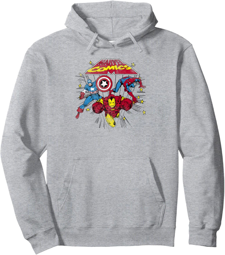 Marvel Captain America Spider-Man Iron Man Retro Pullover Hoodie
