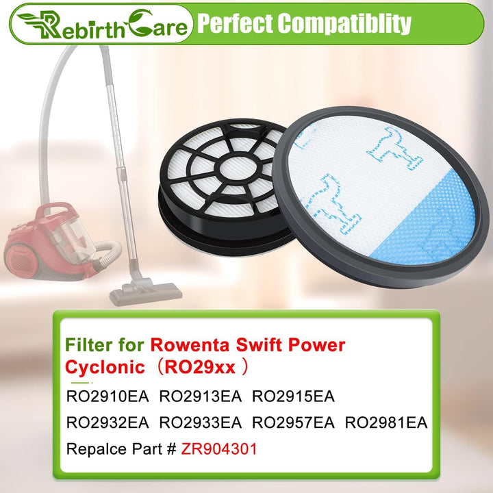 Rebirthcare 3 Pack HEPA Filterset für Rowenta Swift Power Cyclonic RO29xx Staubsauger Filter RO2910E