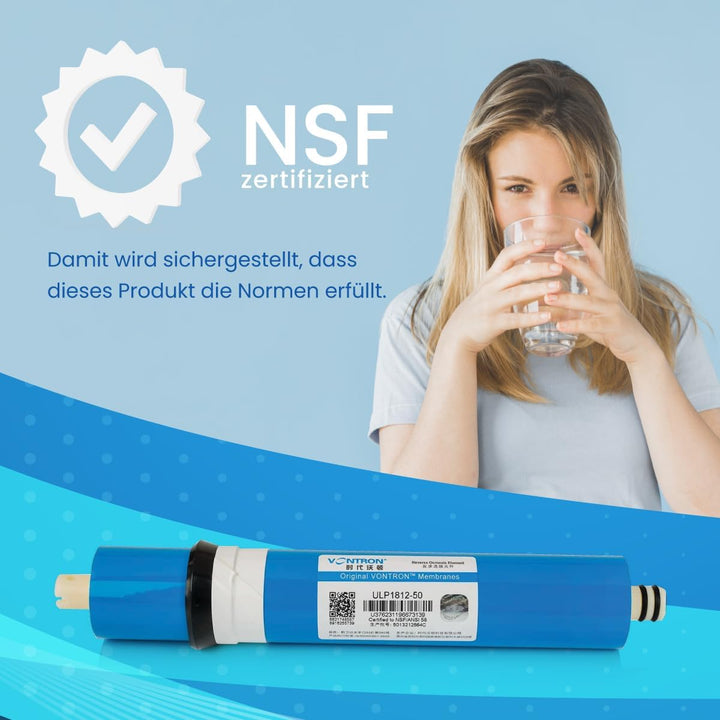 Vontron-Membran, ideal für Umkehrosmose, 50 GPD, speziell für die Entfernung von organischen Salzen,