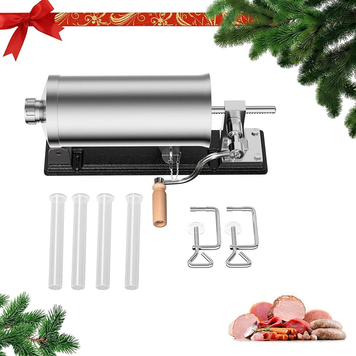 RELAX4LIFE 4 kg Wurstfüller manuell, Wurstfüllmaschine mit 4 Füllrohre, Wurstpritze für Metzgerei &amp;
