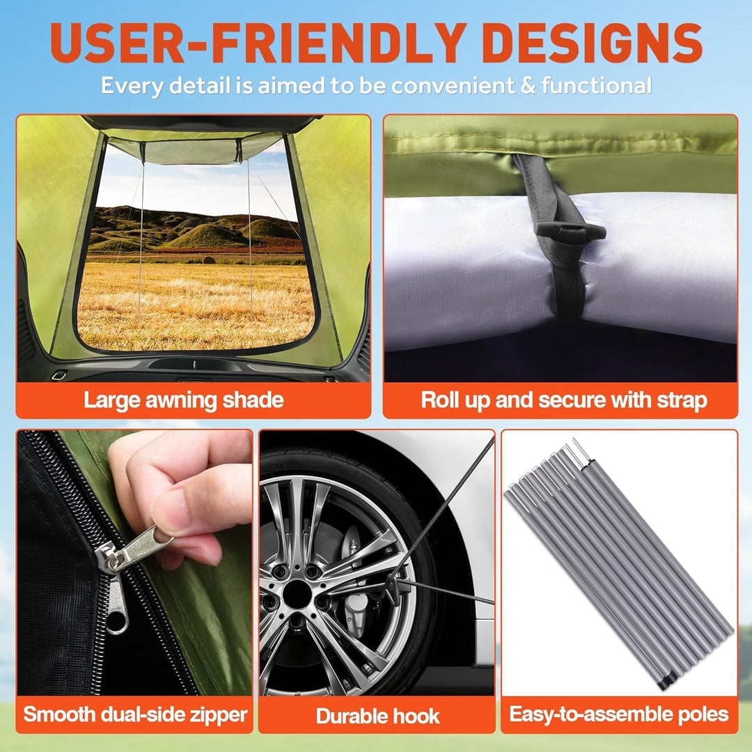 Universal Heckklappenzelt Caddy - Wasserdichtes Auto Heckzelt für Camping & Reisen mit UV-Schutz -St