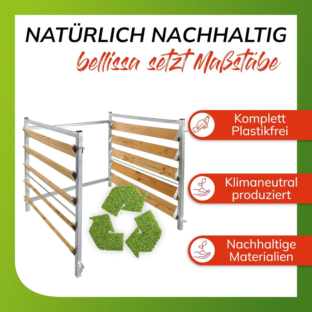 bellissa – Erweiterungsset Komposter für Garten 102x5.4x100 cm – Seitenteile & Verbindungsstreben in