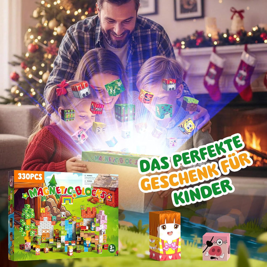 Magnetische Bausteine 330 PCS 2CM Magnetbausteine für Kinder ab 3 Jahre Blocks, Montessori Spielzeug