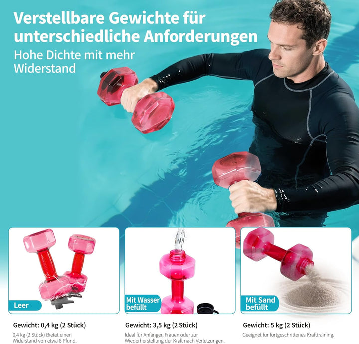 Wassergewichte für Poolübungen, verbesserte PE-Wasserhanteln, Poolwiderstand, Wasser-Aerobic-Ausrüst