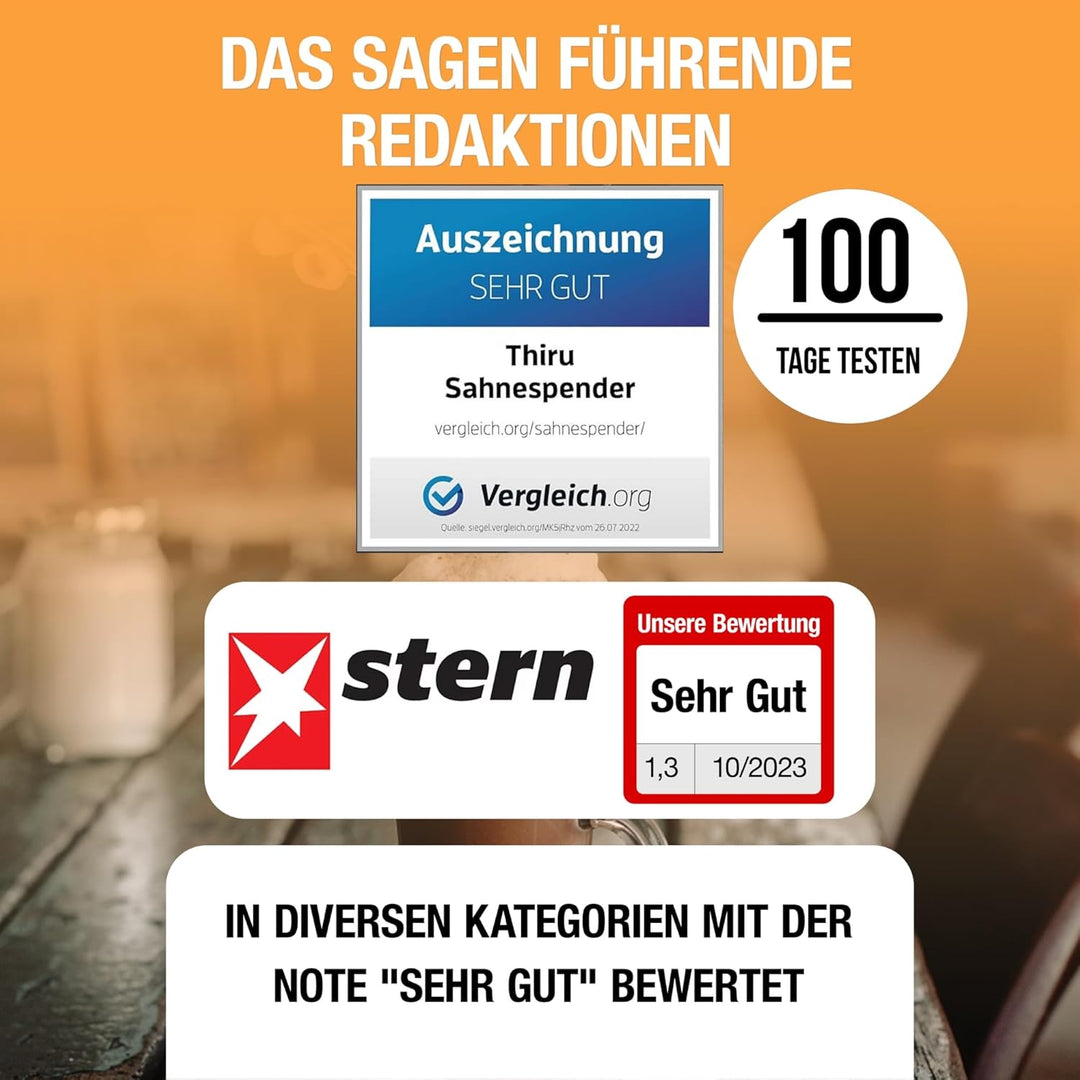 Thiru Sahnespender inkl.Toolbox - Note sehr gut - 100 Tage testen - Sahnesyphon mit eBook & 3 Edelst