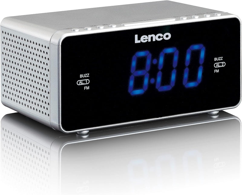 Lenco CR-520 Stereo Uhrenradio mit 2 Weckzeiten, 1,2 Zoll LED Display, dimmbar, Sleep-Timer, Schlumm