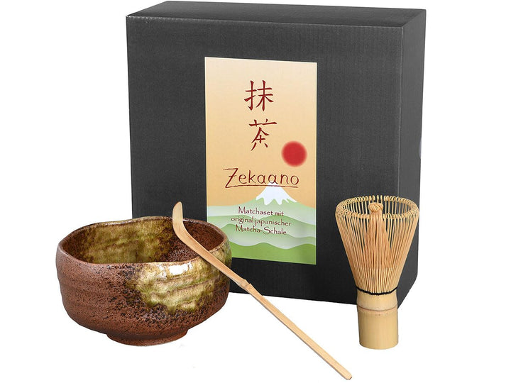 Matcha Set - Original japanische Matcha Schale Chawan 500 ml mit Matchabesen Chasen und Bambuslöffel