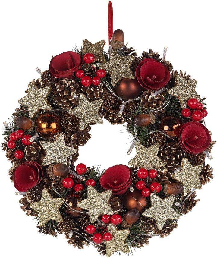 Britesta aussen-Dekos Weihnachten: 2 Weihnachtskränze, 20 warmweisse LEDs, Timer, batteriebetrieben,