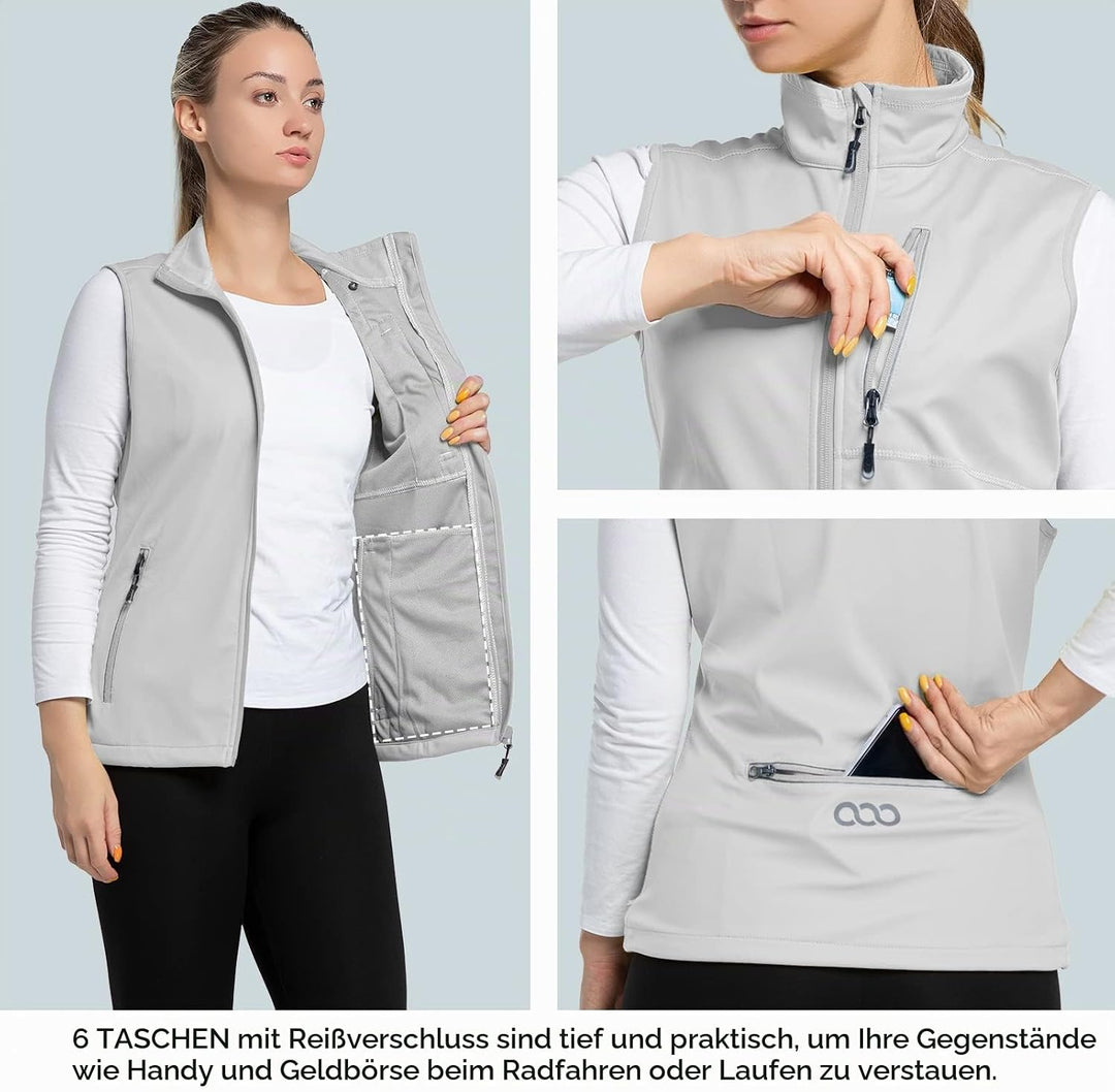 33,000ft Damen Leichte Laufweste Outdoor Softshell Weste Frau Ärmellose Jacke Winddichte Wasserdicht