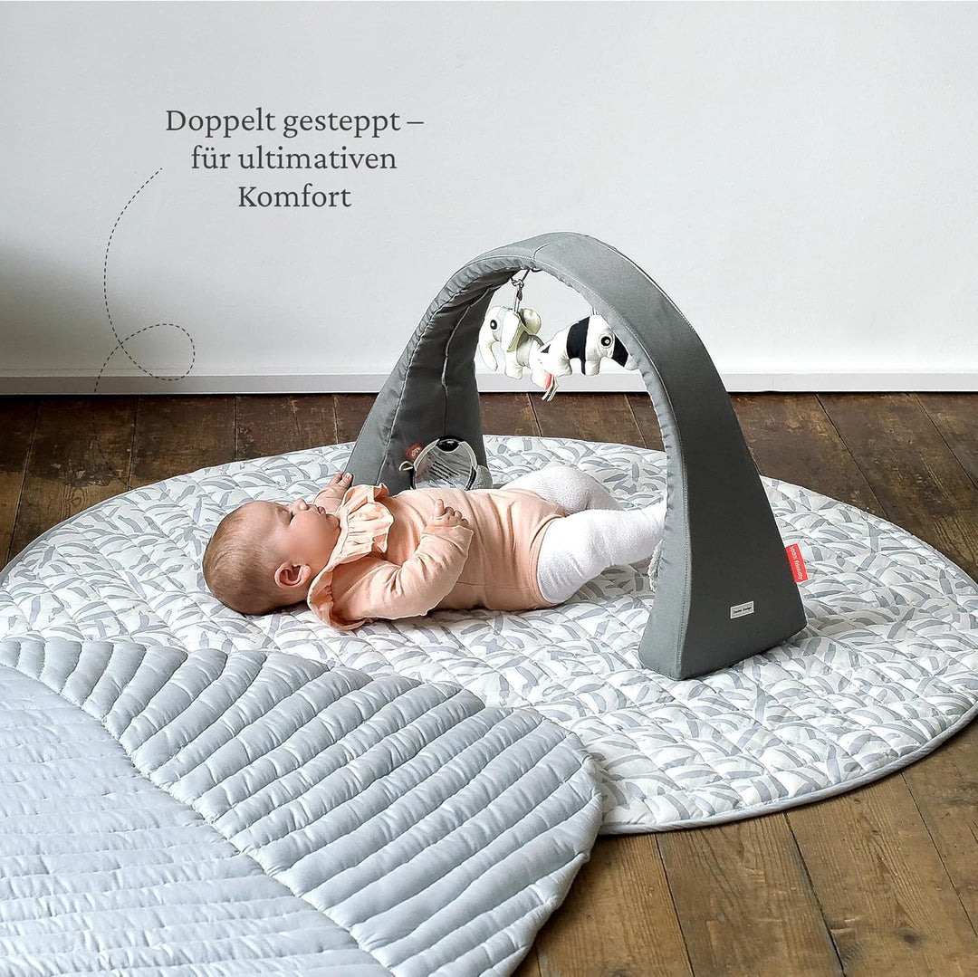 Toddlekind Krabbeldecke für Babys, Blattmuster, handgenäht, Baby-Spielmatte aus Bio-Baumwolle, 125 c