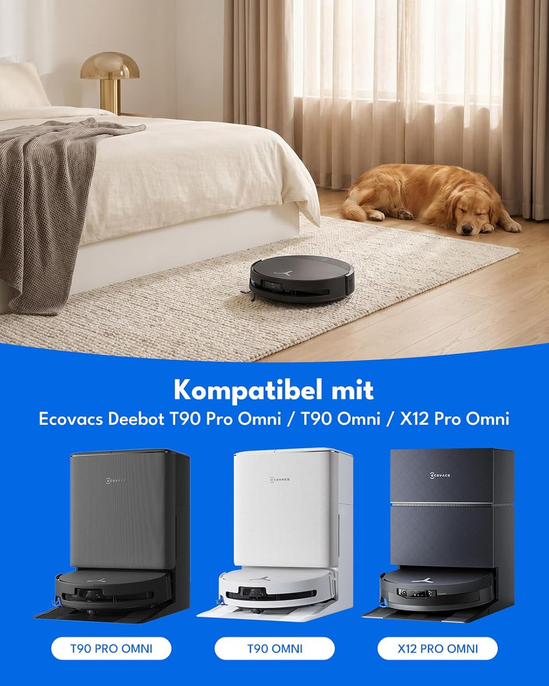 23 Stk. Zubehörsets für ECOVACS DEEBOT T90 OMNI/T90 PRO OMNI/X12 Pro Omni Saugroboter: 1 Hauptbürste
