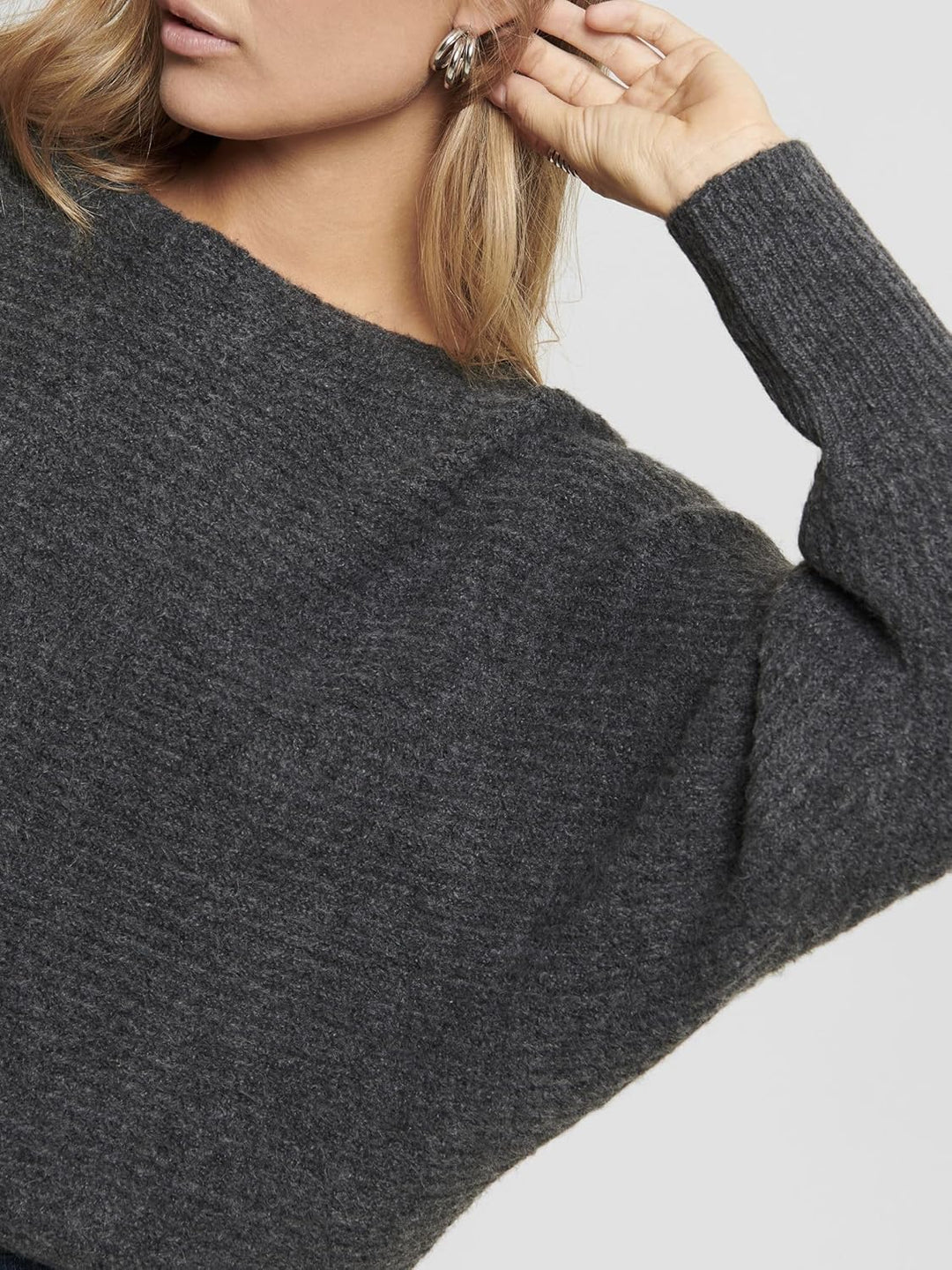ONLY Damen Onldaniella L/S KNT Noos Pullover XS Grau (Dark Grey Melange Detail: W.melangé), XS Grau