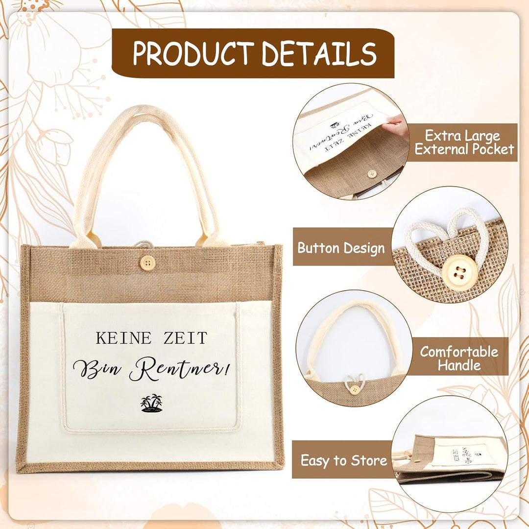 Tarklanda Jutetasche Damen Geschenk Jute Shopper Bag, Jute Einkaufstasche personalisiert Jutebeutel