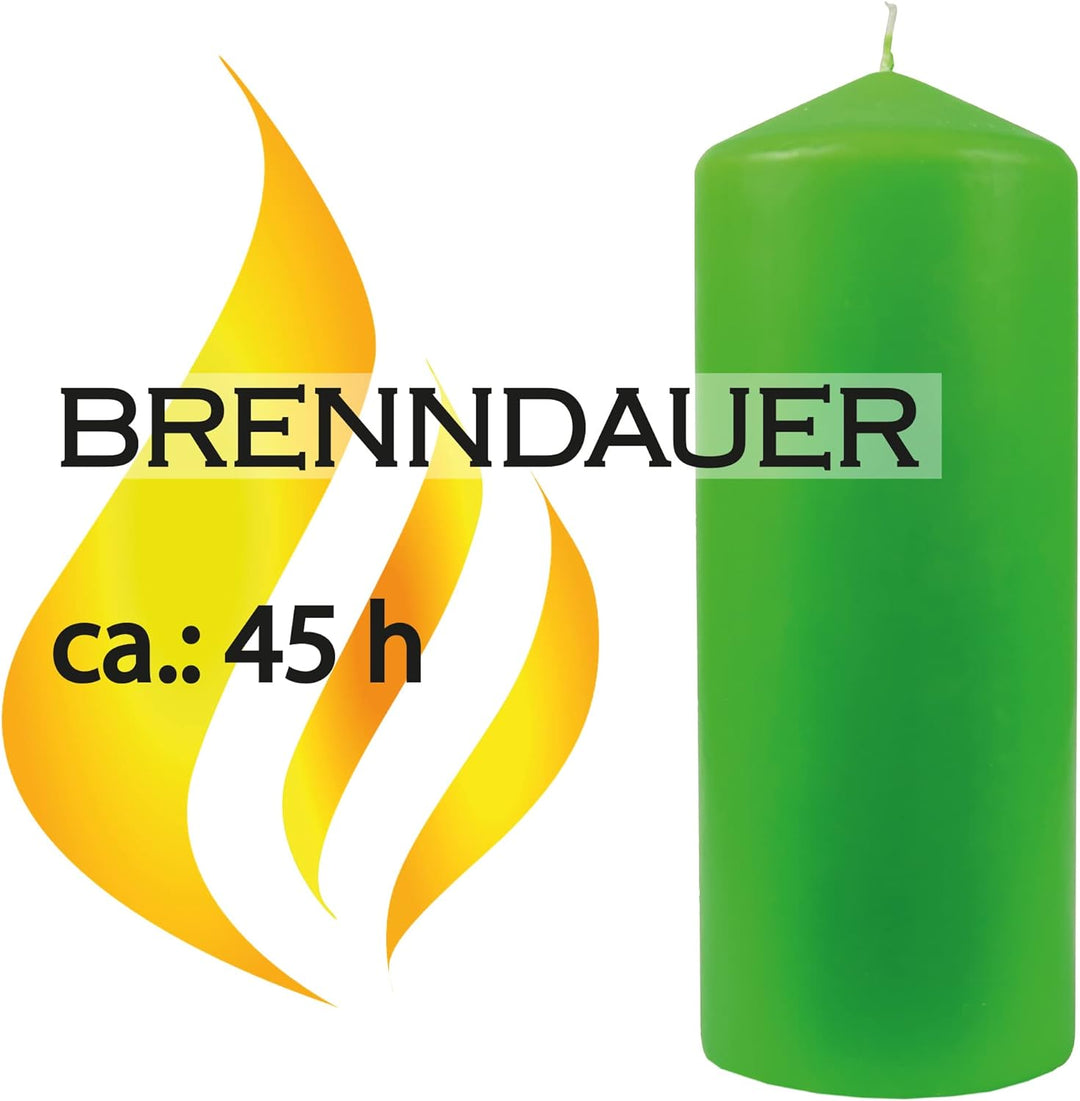 Bestgoodies Stumpenkerzen Wachskerzen Ø6cm x 17cm (8er Pack) Limette - Lange Brenndauer, Hergestellt