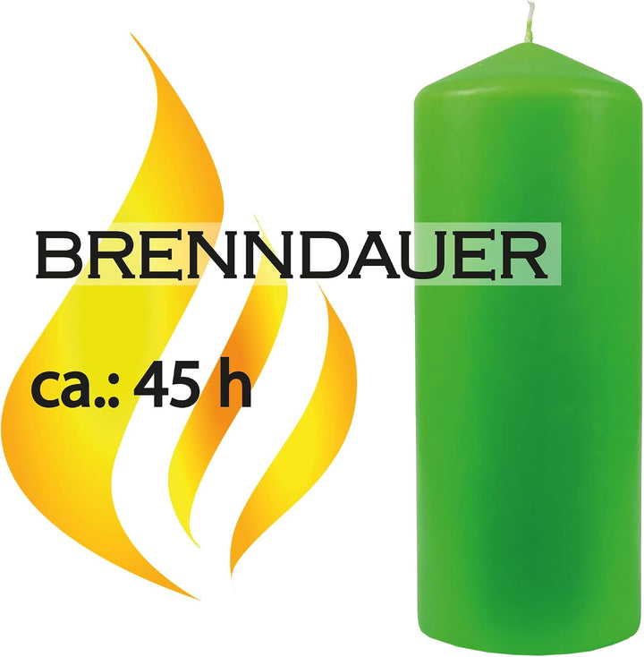 Stumpenkerzen Wachskerzen Ø6cm x 17cm (4er Pack) Limette - Lange Brenndauer, Hergestellt in EU, Kerz
