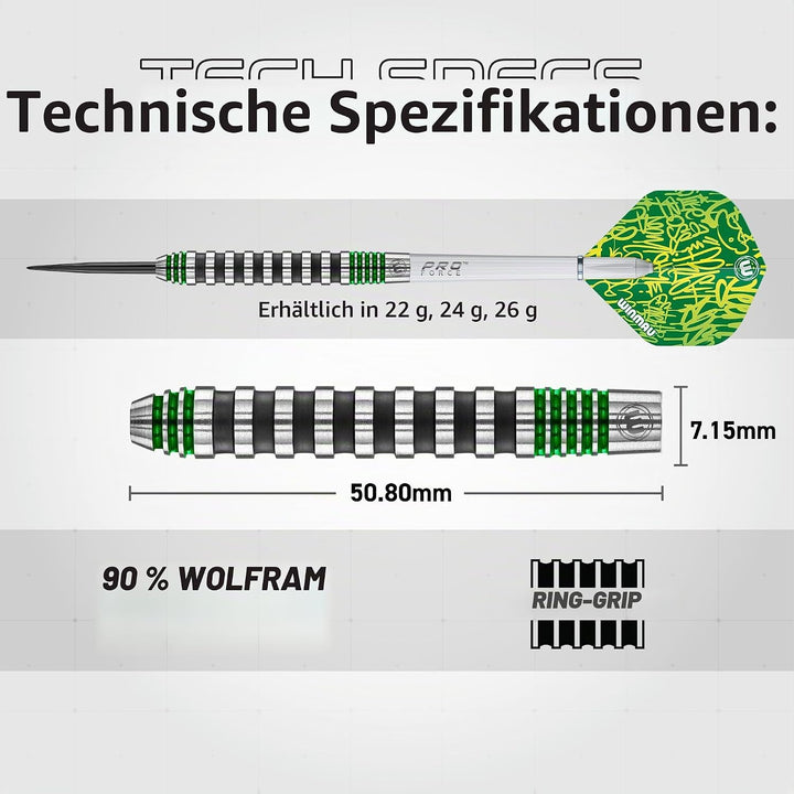 WINMAU Advance 500 Series Dartpfeile mit Stahlspitze 26 g grün, 26 g grün