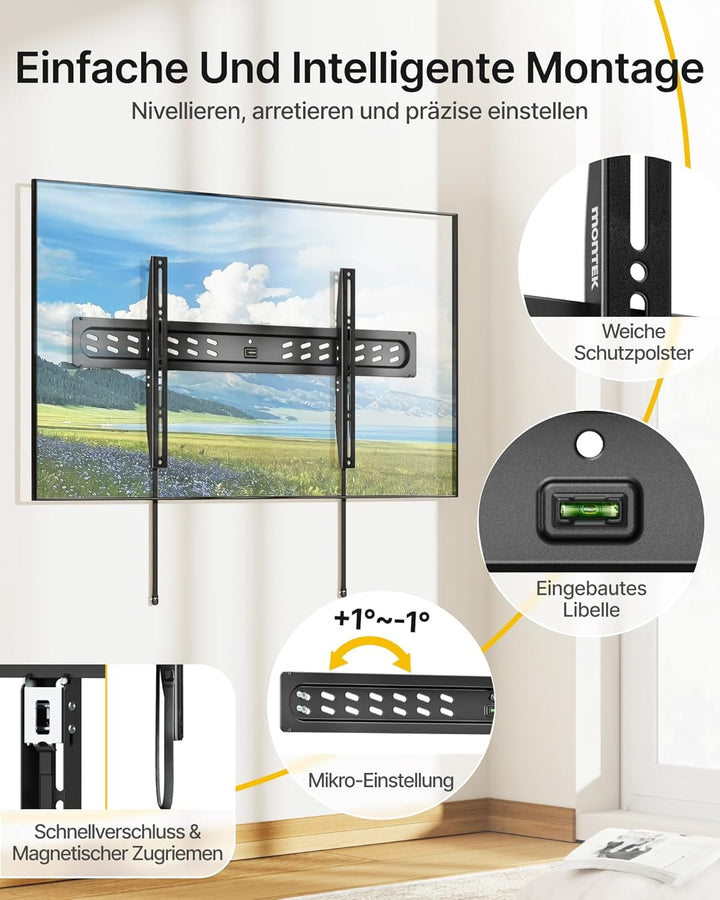 monTEK TV Wandhalterung Fernseher für 43-95 Zoll Flach &amp; Curved LCD LED Fernseheroder, Tv Halterung