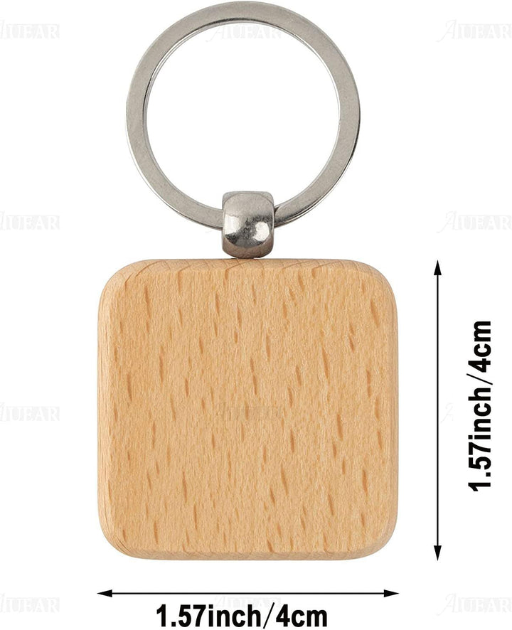 Kafei 50 StüCk DIY SchlüSselbund Quadratisch Geschnitzten SchlüSsel Ring SchlüSsel Ring 40 X 40 Mm