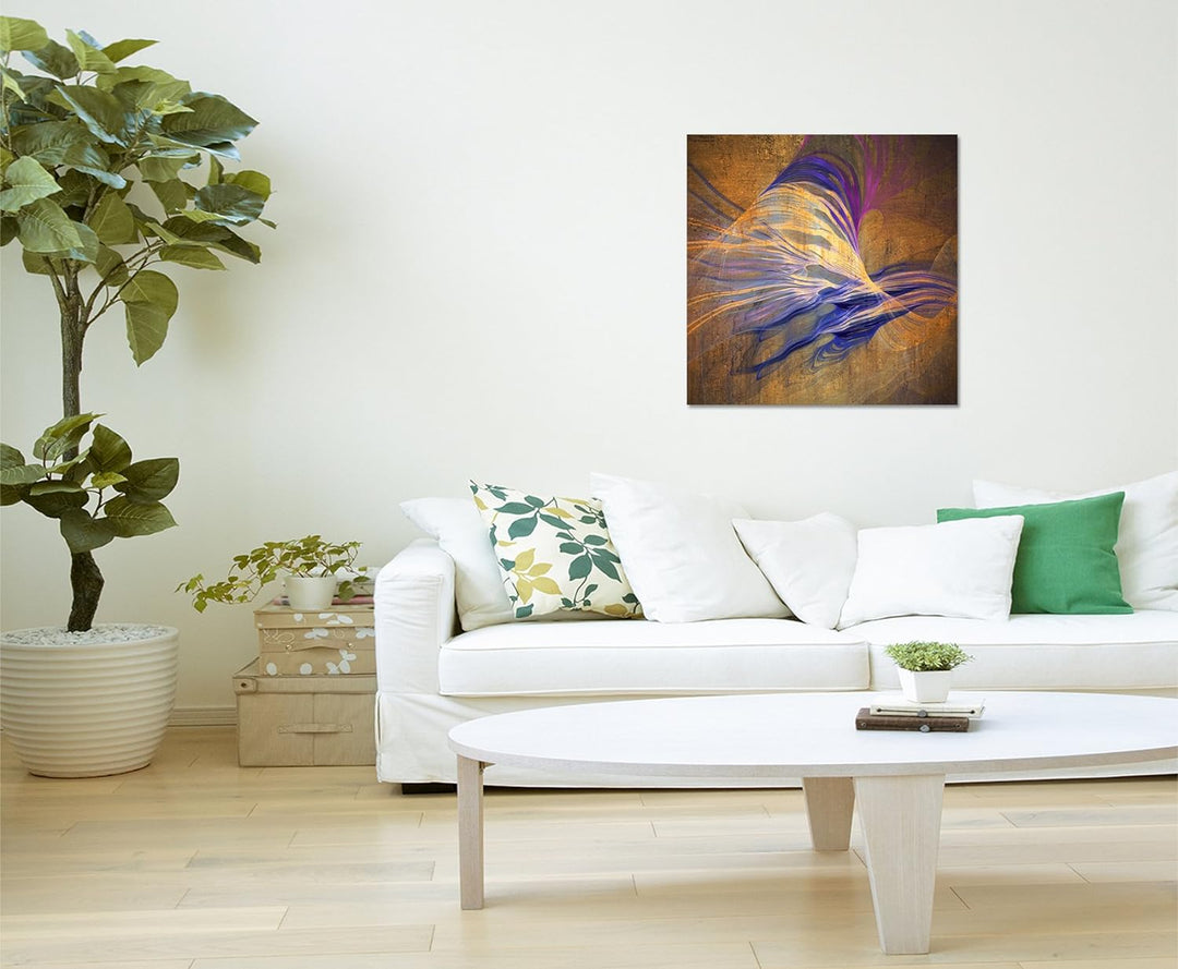 Paul Sinus Art Abstraktes Bild auf Leinwand braun violett pink Abstrakt101- dekorativer Einteiler Wa