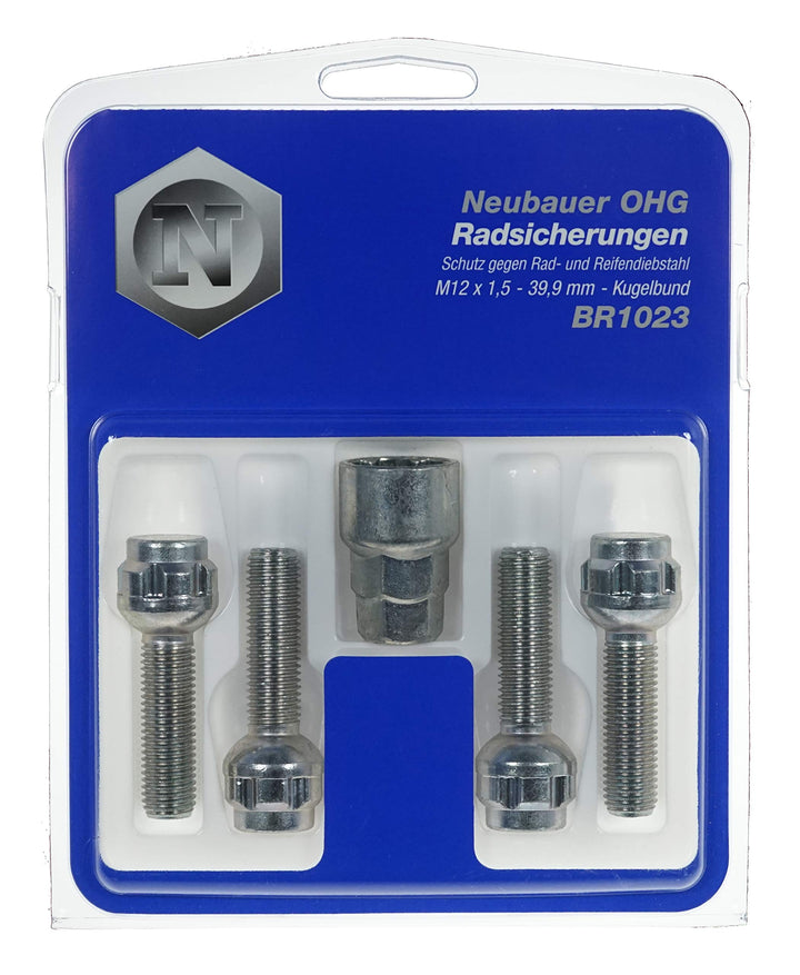 BR1023 Raddiebstahlsicherungsbolzen M12x1,5, Kugelsitz R12, Schaftlänge 39,9mm, Schlüsselweite 17mm