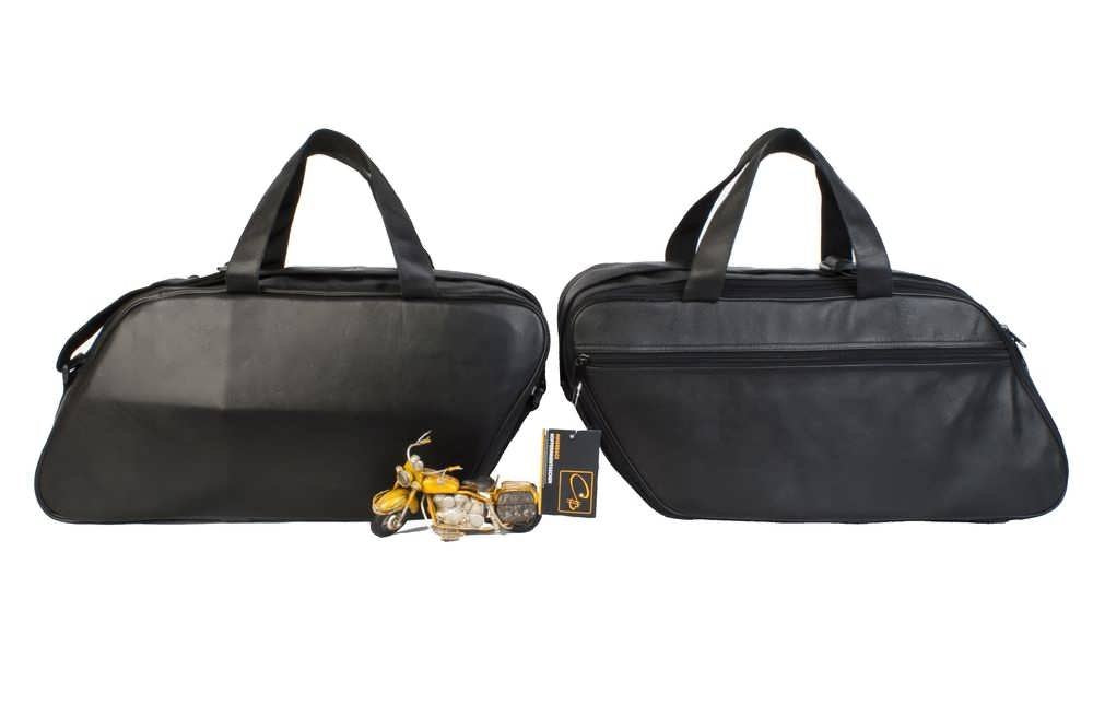 made4bikers: Koffer-Innentaschen aus Leder passend für Harley-Davidson Road King mit Leder-Koffern