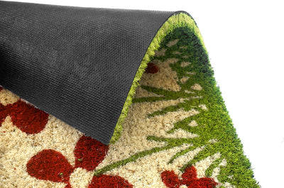 Carpido Fussmatte Kokos Blumenwiese Natur – Türmatte 40x60 cm 2er Set – antibakterielle Matte – Koko