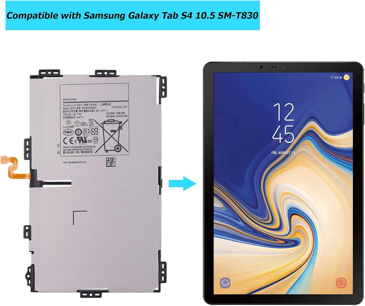 Vvsialeek Akku EB-BT835ABU Für Samsung Galaxy Tab S4 10.5 SM-T830 T835 Series with Toolkit, EB-BT835