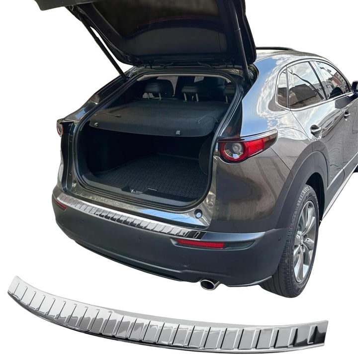 RECAMBO Ladekantenschutz Edelstahl Chrom Look - kompatibel für Mazda CX-30 | Typ DM | BJ ab 2019> -