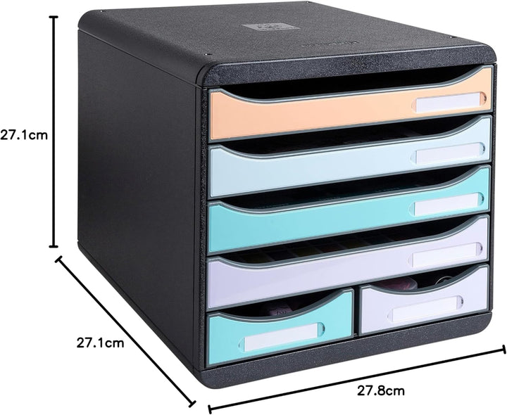 Exacompta 3127296D Ablagebox Aquarel aus Recycling-Kunststoff mit 4 Schubladen für DIN A+ und 2 Schu
