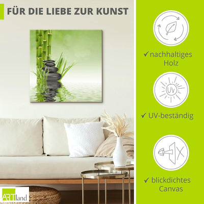 ARTland Leinwandbilder Wandbild Bild Leinwand 50x50 cm Asien Zen Wellness Spa Wasser Bambus Steine G