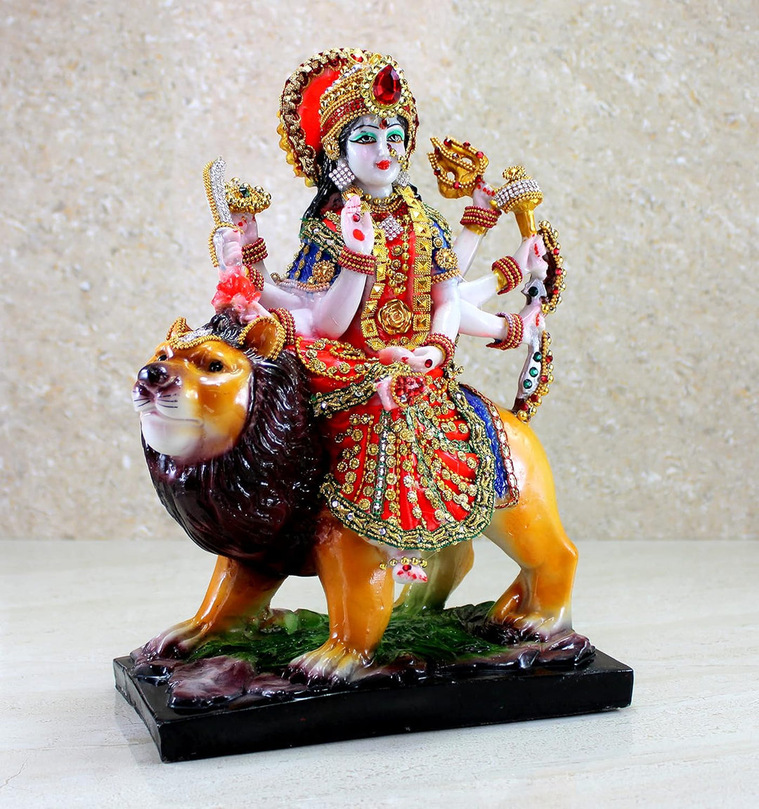 eSplanade Resin Maa Durga MATA Rani Sherawali Murti Idol Statue Sculpture (1561AJ), 1561AJ
