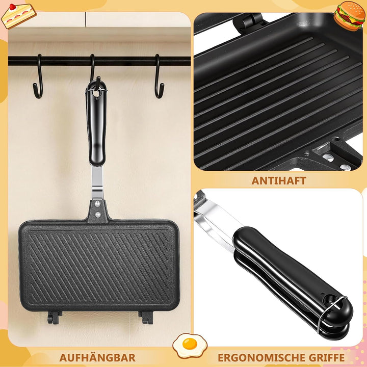 DOITOOL Ridge Monkey Toaster Xl Sandwich Maker Doppelseitig Bratpfanne Aluminium Omelette Tabletts F