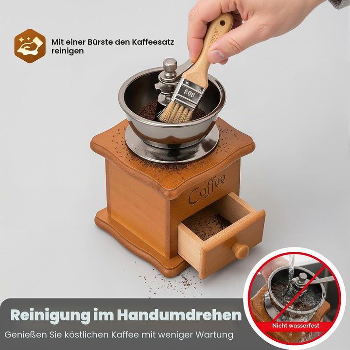 Kaffeemühle Manuell, Braun Retro Manuelle Kaffeemühle, 9,5x6,5x16 cm, handmühle für kaffeebohnen, gr