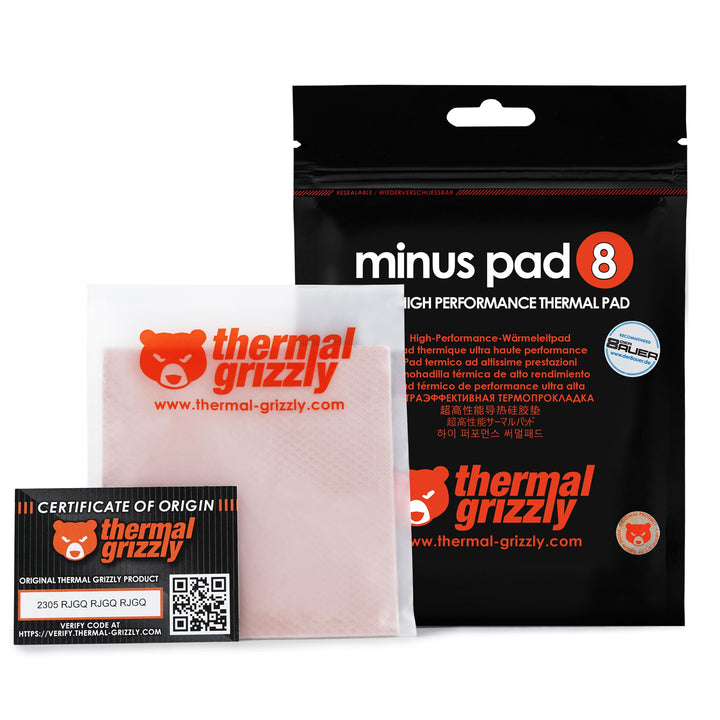 Thermal Grizzly - Minus Pad 8 Wärmeleitpad - 100x100x3,0mm - Hohe Wärmeleitfähigkeit & Kompressibili