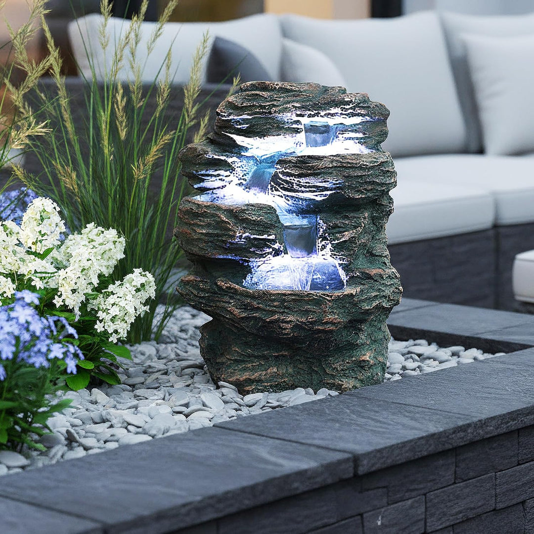 Arnusa Springbrunnen Niagara mit LED Beleuchtung IN-&Outdoor Zimmerbrunnen Gartenbrunnen