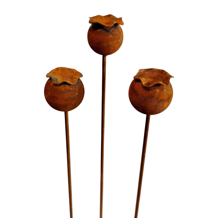 3er Set Gartenstecker Sonnenhut Metall Rost Gartendeko Edelrost Rankstab Beetstecker Topfstecker Nat