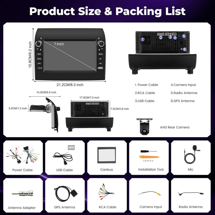 Hikity 4+64GB Autoradio Android 15 für FIAT Ducato/Citroen Jumper/Peugeot Boxer mit 7-Zoll-Touchscre