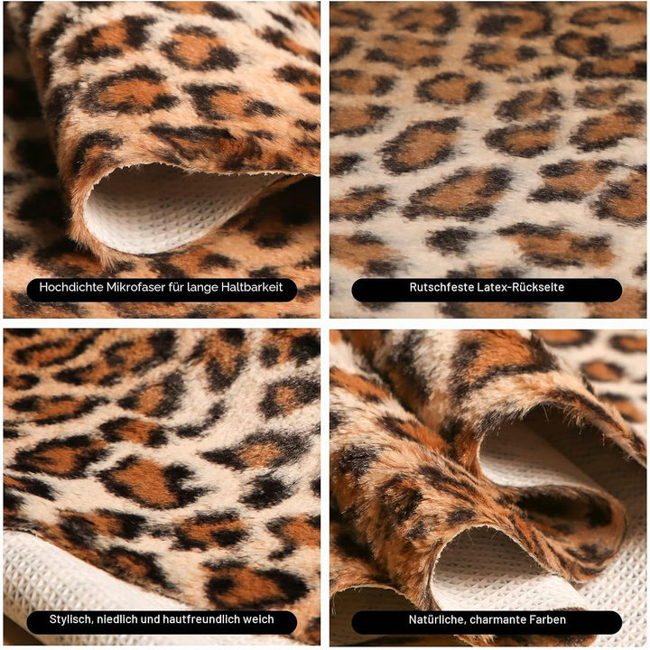 MACEVIA Leoparden-Teppich, Geparden-Druck, Western-Dekor für Wohnzimmer, Schlafzimmer, Kunsttierbere