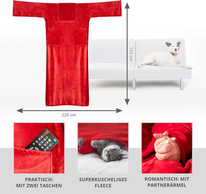 Kuscheldecke mit Ärmeln: Ärmeldecke für Paare, Profi Kuscheldecke für 2, Pärchendecke flauschig, Par