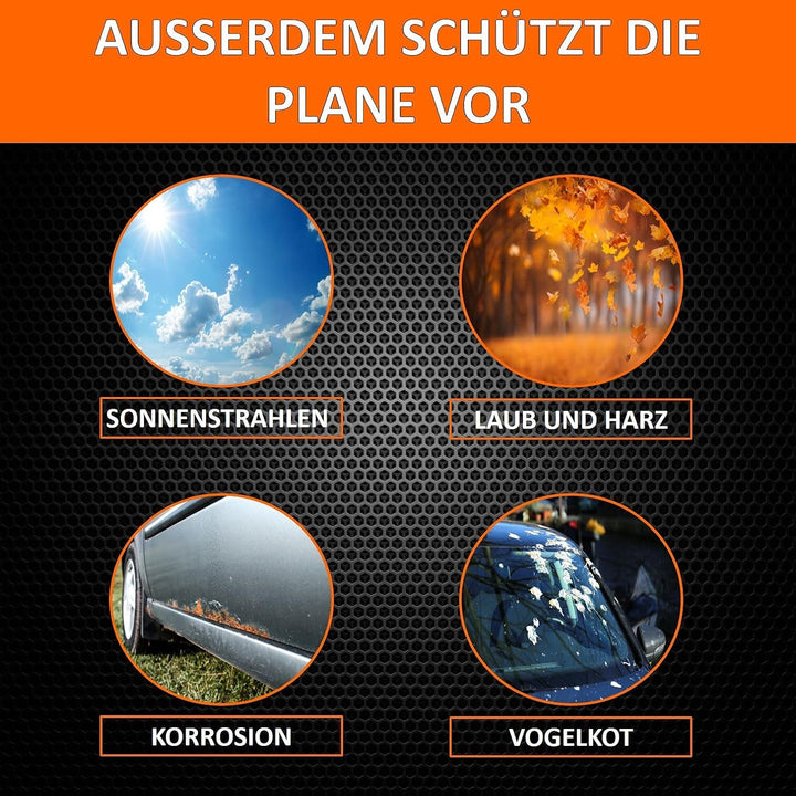 Autoabdeckung Wasserfest & Extrastark Atmungsaktive Autoplane Abdeckplane gegen Regen Schnee Wind UV