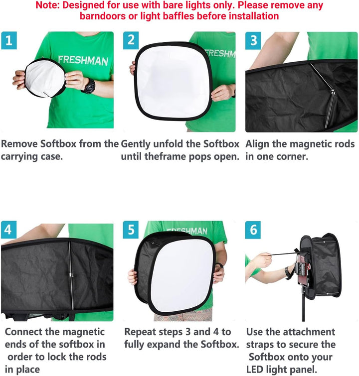 Neewer 2er Pack LED Licht Softbox für 660 LED Panel:9,25x9,25 Zoll Öffnung Faltbarer Lichtdiffusor m