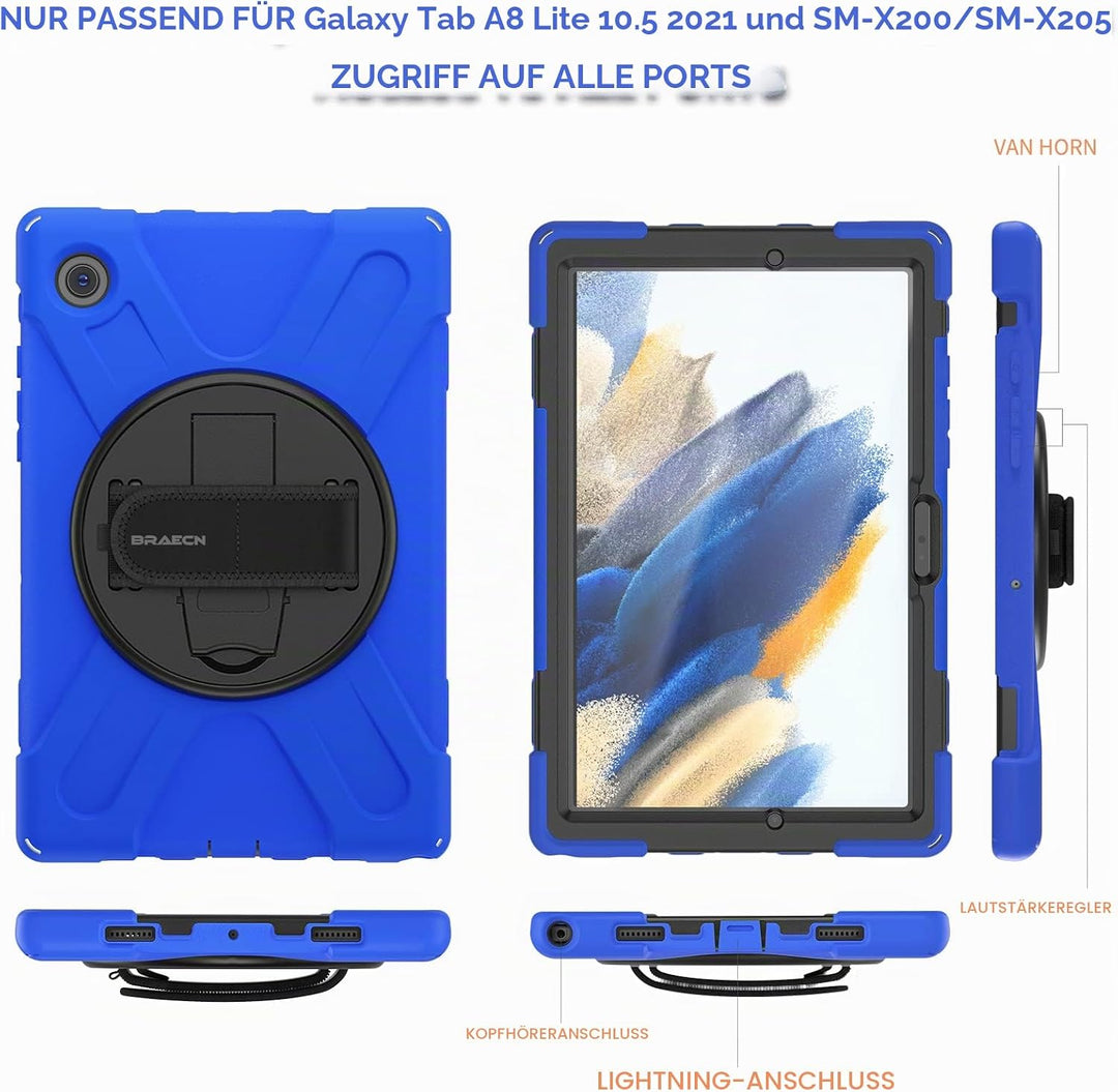 BRAECN Hülle für Samsung Galaxy Tab A8 10.5 Zoll 2022 SM-X200/SM-X205/SM-X207, Stossfeste Robuste Tr