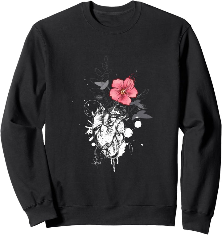 Anatomisches Herz mit Blume Sweatshirt