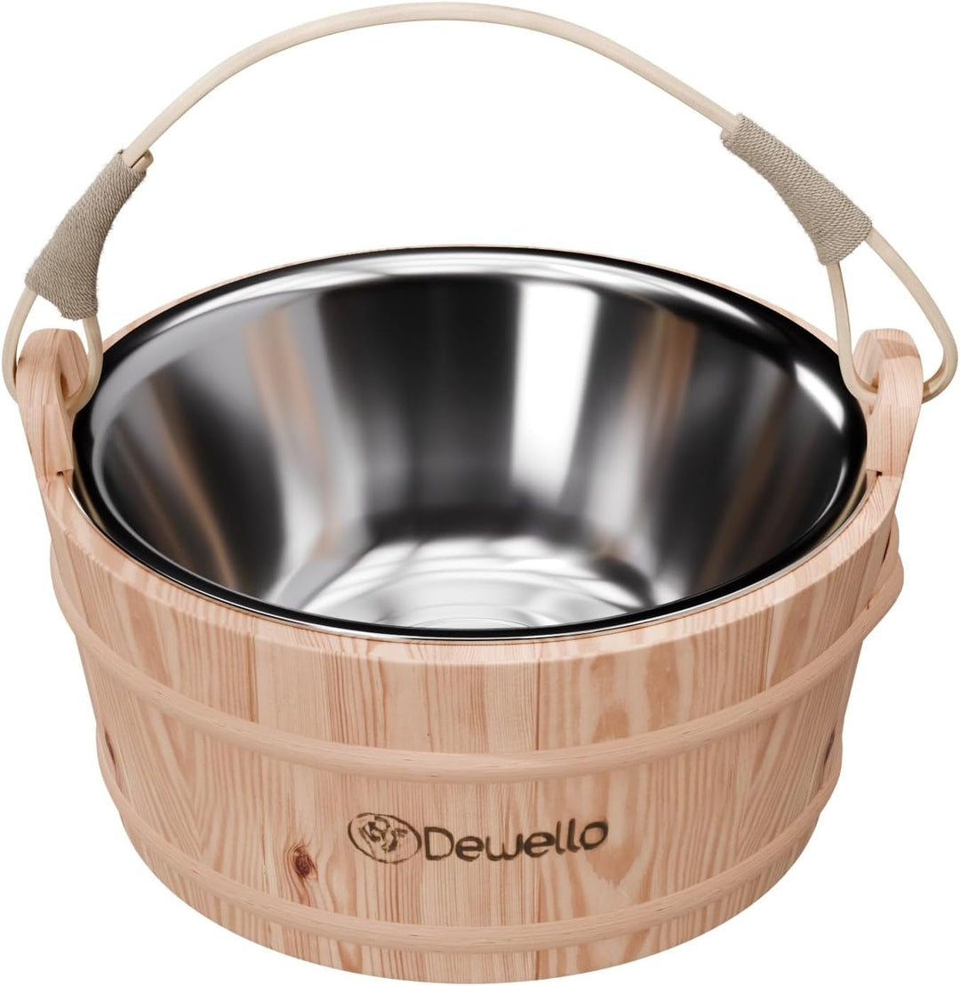 Dewello® Saunaeimer inkl. Kelle mit Edelstahleinsatz, Fassungsvermögen ca. 3 Liter, Hemlock-Holz, Ba