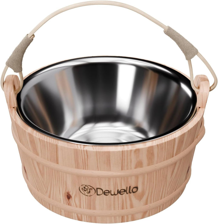 Dewello® Saunaeimer inkl. Kelle mit Edelstahleinsatz, Fassungsvermögen ca. 3 Liter, Hemlock-Holz, Ba