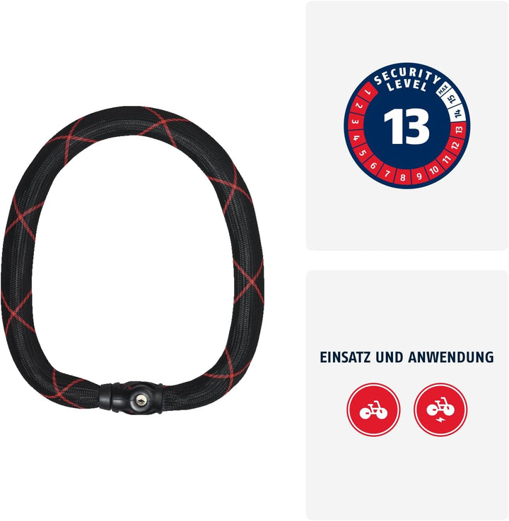 ABUS Kettenschloss Ivy Chain 9210 – Fahrradschloss aus gehärtetem Stahl – 10 mm dicke Kette – ABUS-S
