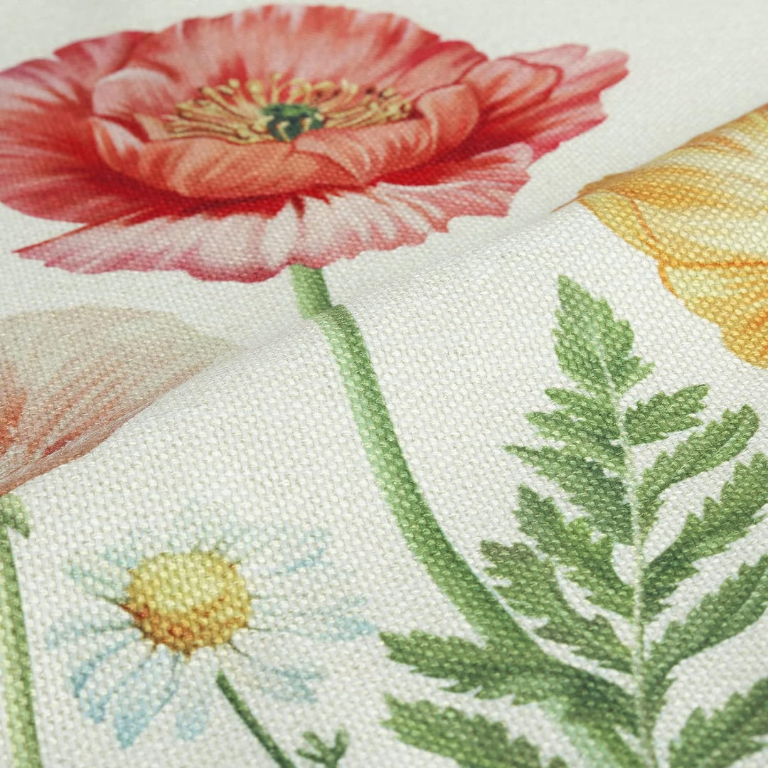 Bonhause 4er Set Kissenbezüge Blumen 45 x 45 cm Blume Garten Schmetterlinge Polyester Leinen Dekorat