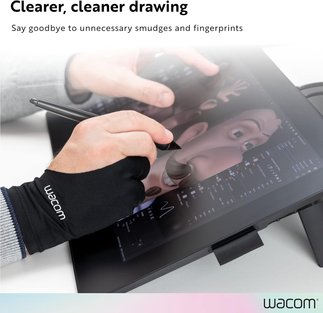 Wacom Zeichenhandschuh, Zwei-Finger-Künstler-Handschuh für Zeichnungstablet-Stift-Display, 90% recyc
